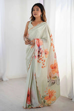 Rass Georgette Silk Saree with Mirror Work Border & Georgette Blouse
