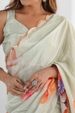 Rass Georgette Silk Saree with Mirror Work Border & Georgette Blouse