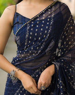 Rim-Zim Bandhani Georgette Silk Saree | Printed with Dori Work Border & Fancy Tapeta Blouse