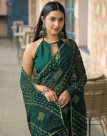 Rim-Zim Bandhani Georgette Silk Saree | Printed with Dori Work Border & Fancy Tapeta Blouse