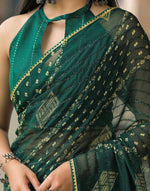 Rim-Zim Bandhani Georgette Silk Saree | Printed with Dori Work Border & Fancy Tapeta Blouse