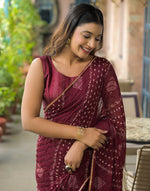 Rim-Zim Bandhani Georgette Silk Saree | Printed with Dori Work Border & Fancy Tapeta Blouse