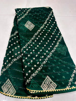 Rim-Zim Bandhani Georgette Silk Saree | Printed with Dori Work Border & Fancy Tapeta Blouse