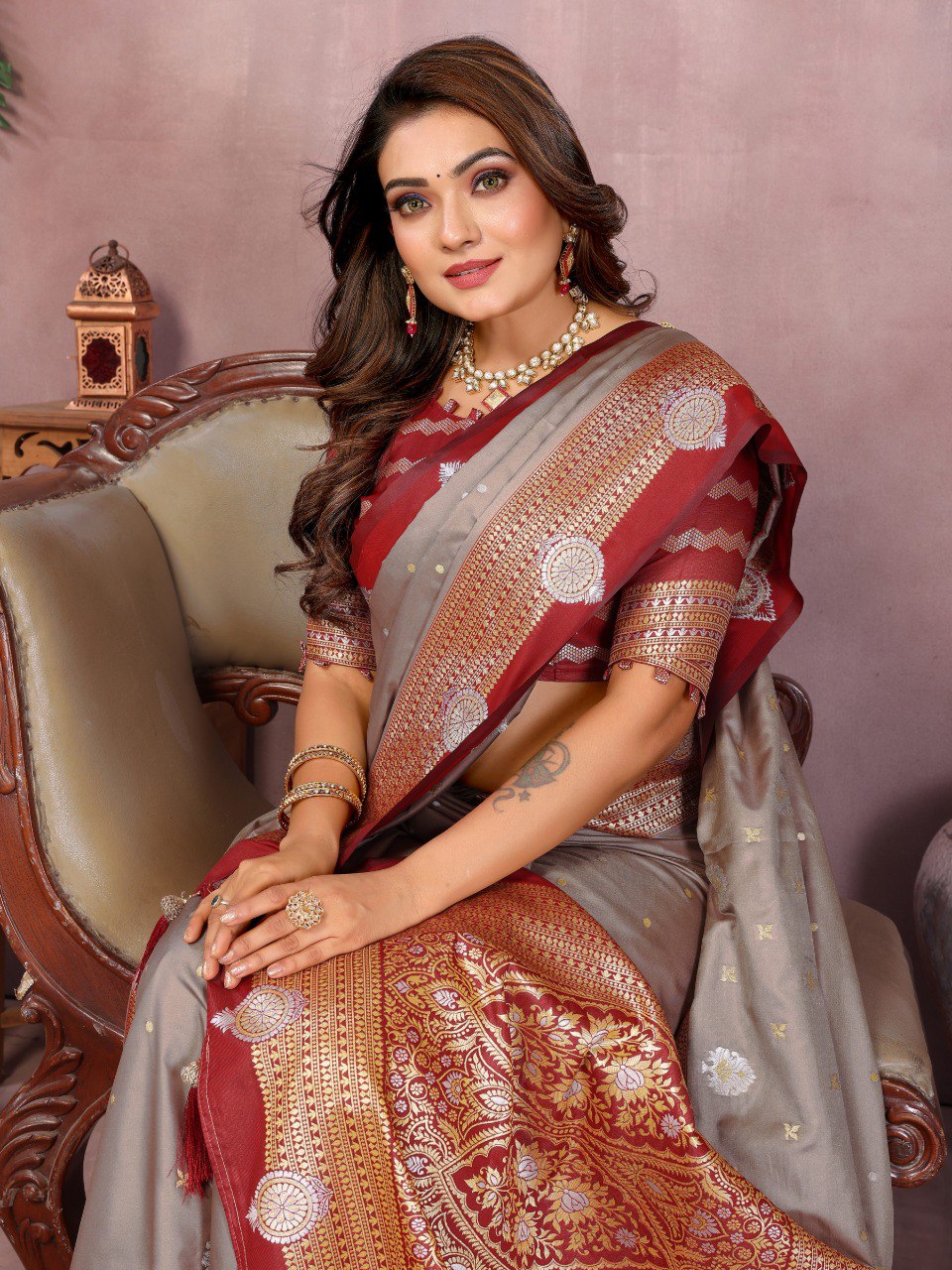 Sanmati - Pure Handloom Kalamkari Silk Saree with Zari Border & Grand Pallu | Premium Sustainable Saree