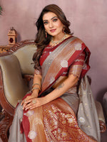 Sanmati - Pure Handloom Kalamkari Silk Saree with Zari Border & Grand Pallu | Premium Sustainable Saree