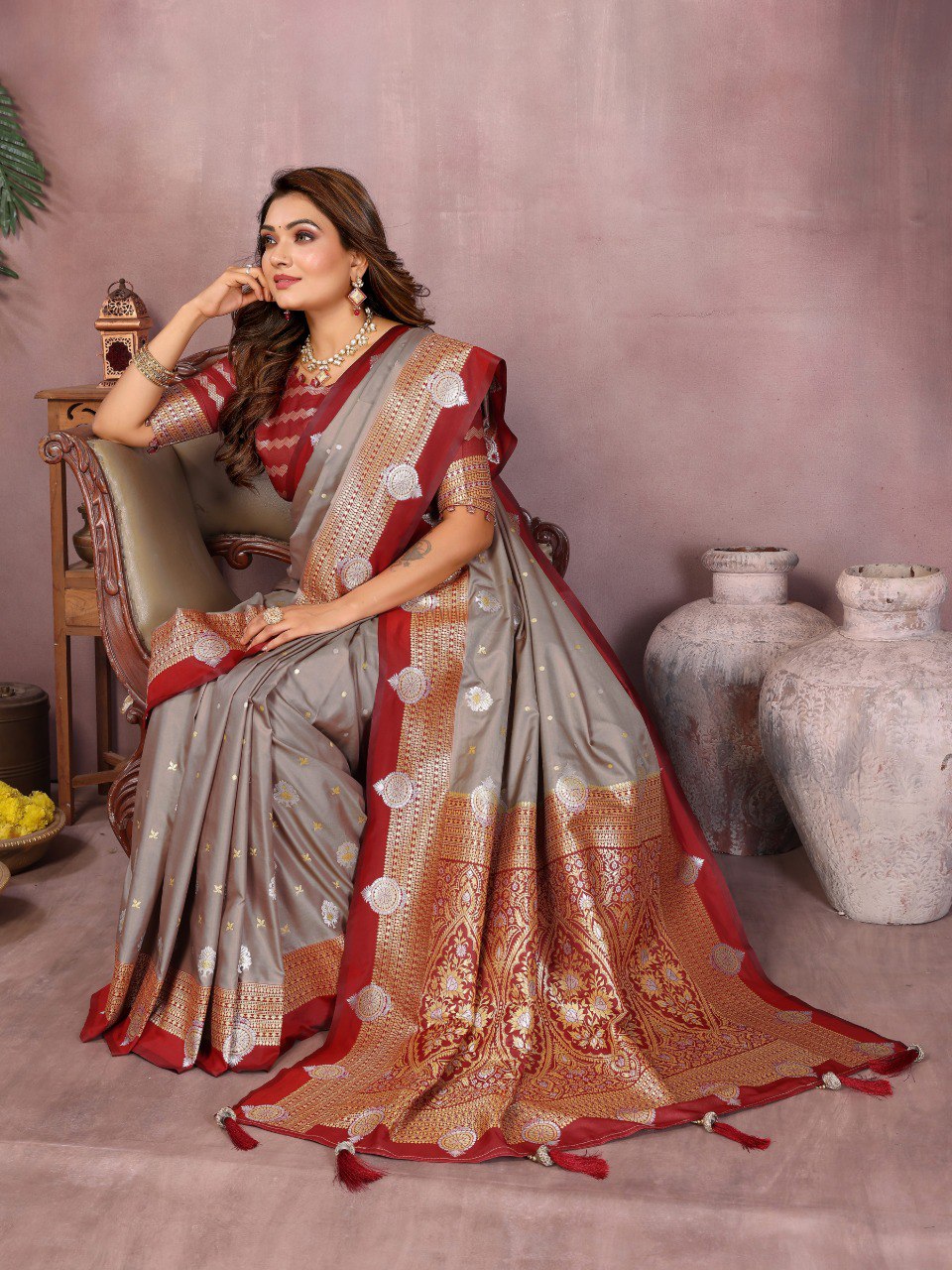 Sanmati - Pure Handloom Kalamkari Silk Saree with Zari Border & Grand Pallu | Premium Sustainable Saree