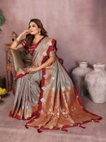 Sanmati - Pure Handloom Kalamkari Silk Saree with Zari Border & Grand Pallu | Premium Sustainable Saree