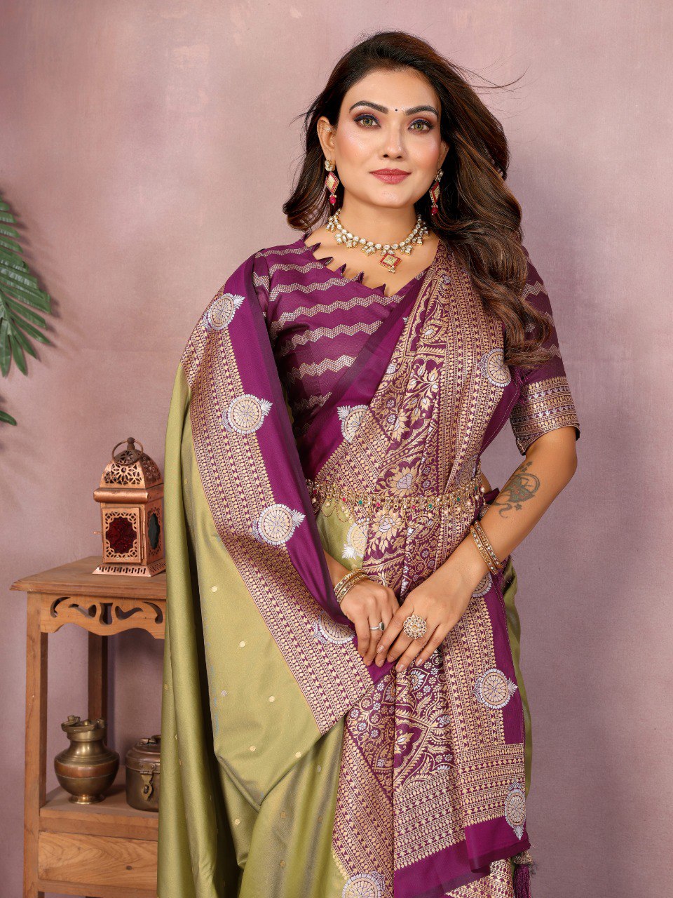 Sanmati - Pure Handloom Kalamkari Silk Saree with Zari Border & Grand Pallu | Premium Sustainable Saree