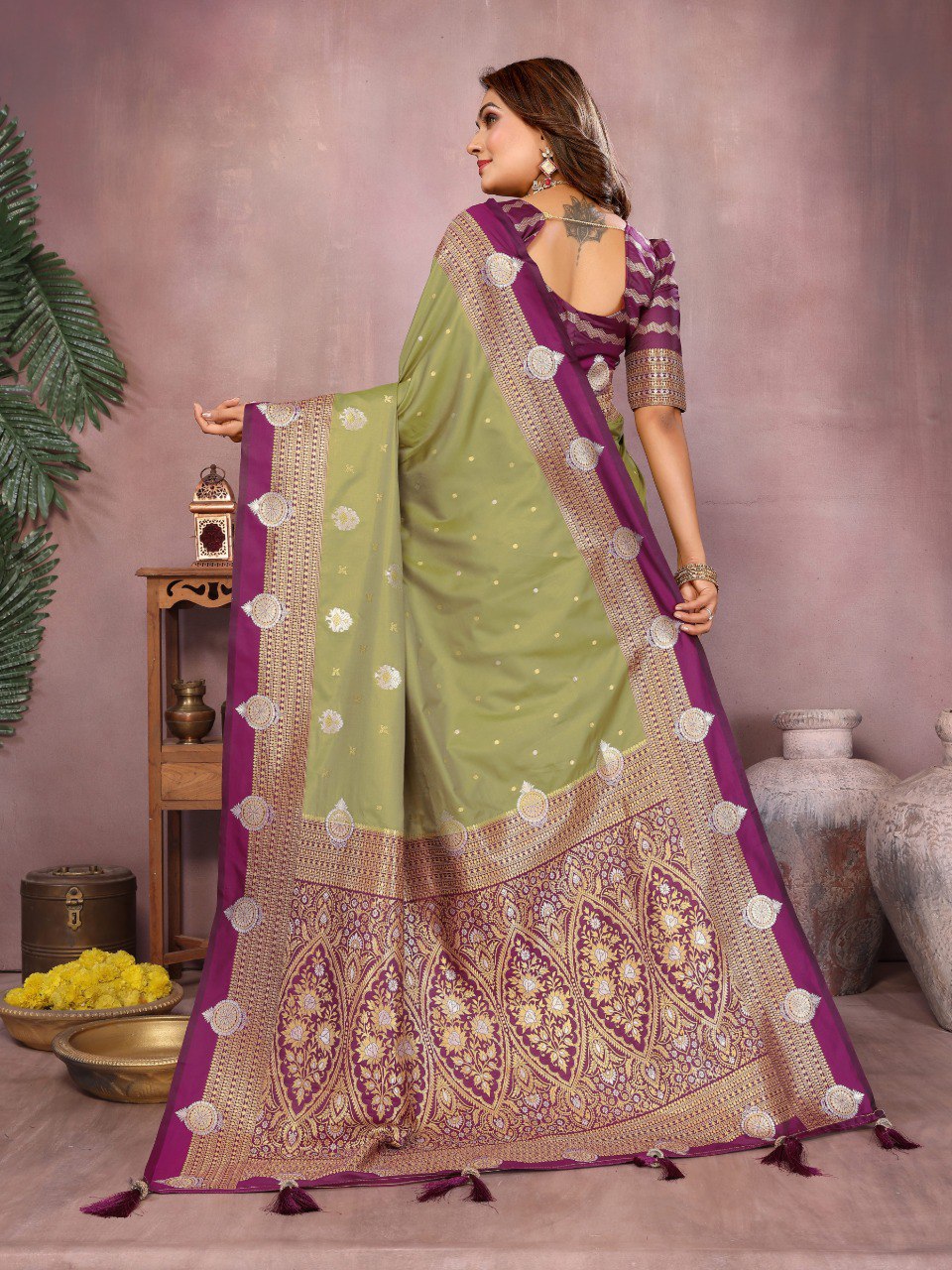 Sanmati - Pure Handloom Kalamkari Silk Saree with Zari Border & Grand Pallu | Premium Sustainable Saree