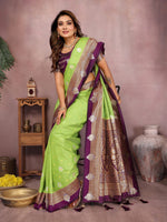 Sanmati - Pure Handloom Kalamkari Silk Saree with Zari Border & Grand Pallu | Premium Sustainable Saree