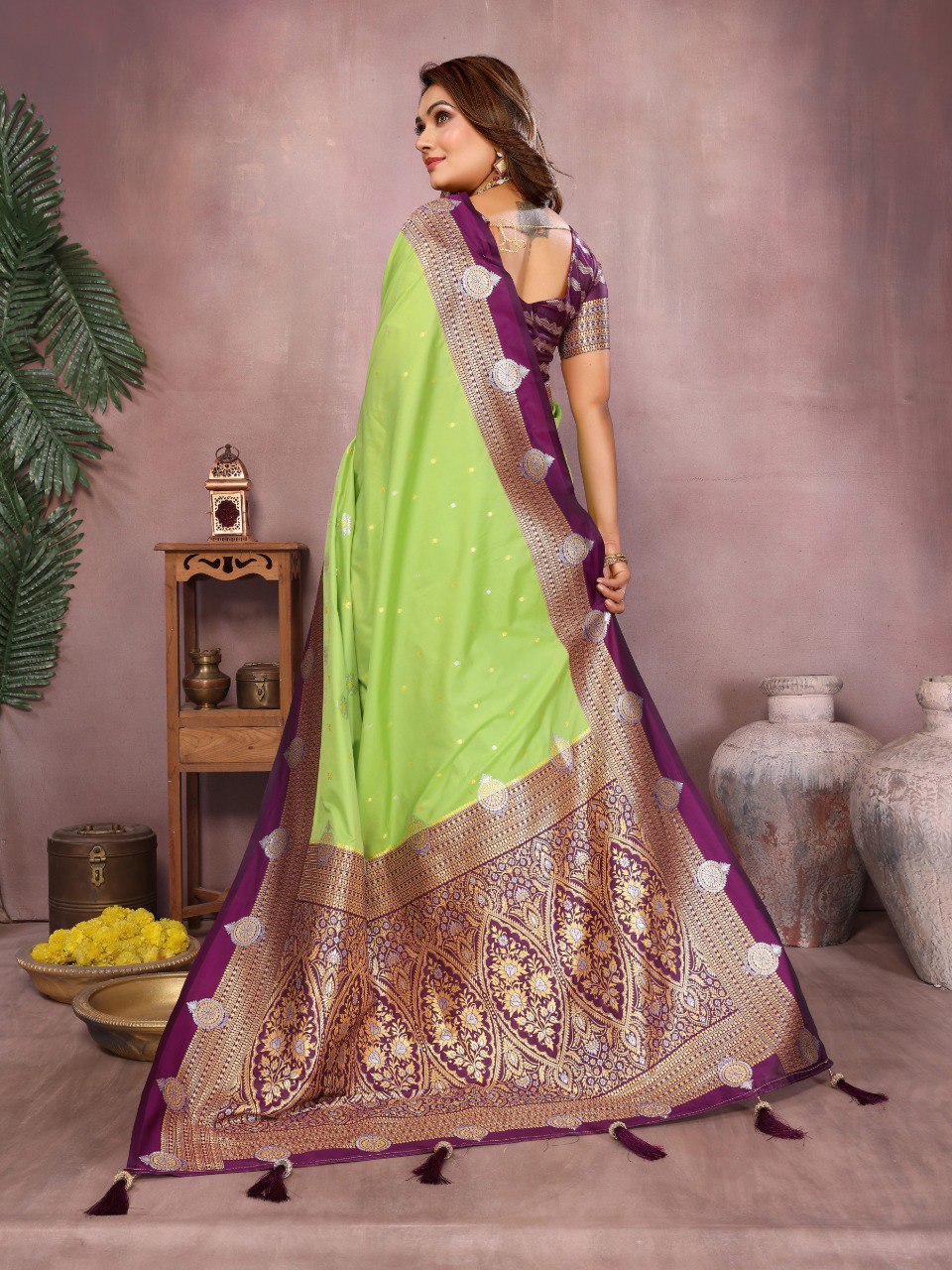 Sanmati - Pure Handloom Kalamkari Silk Saree with Zari Border & Grand Pallu | Premium Sustainable Saree