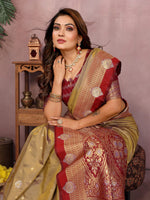 Sanmati - Pure Handloom Kalamkari Silk Saree with Zari Border & Grand Pallu | Premium Sustainable Saree