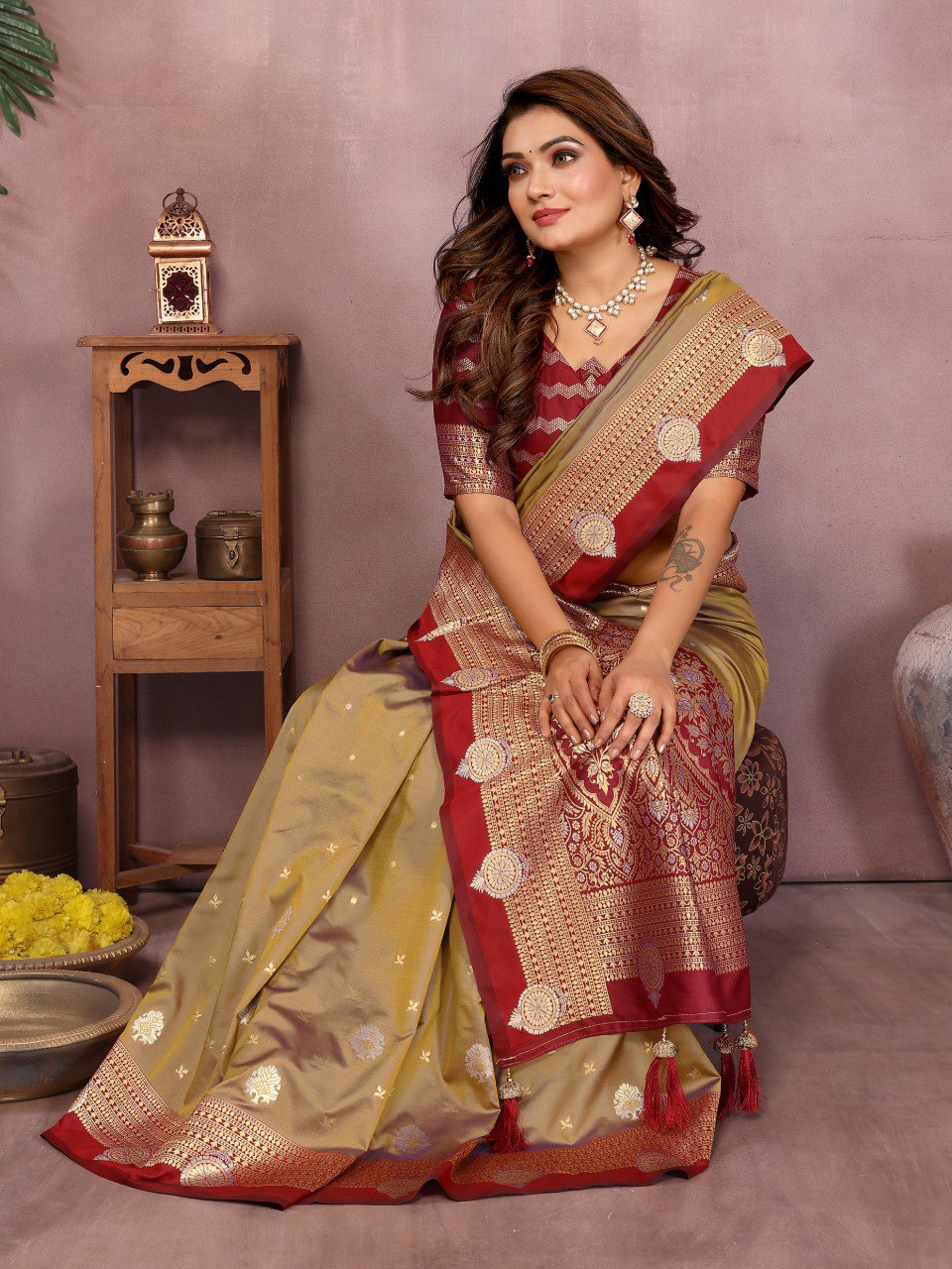 Sanmati - Pure Handloom Kalamkari Silk Saree with Zari Border & Grand Pallu | Premium Sustainable Saree