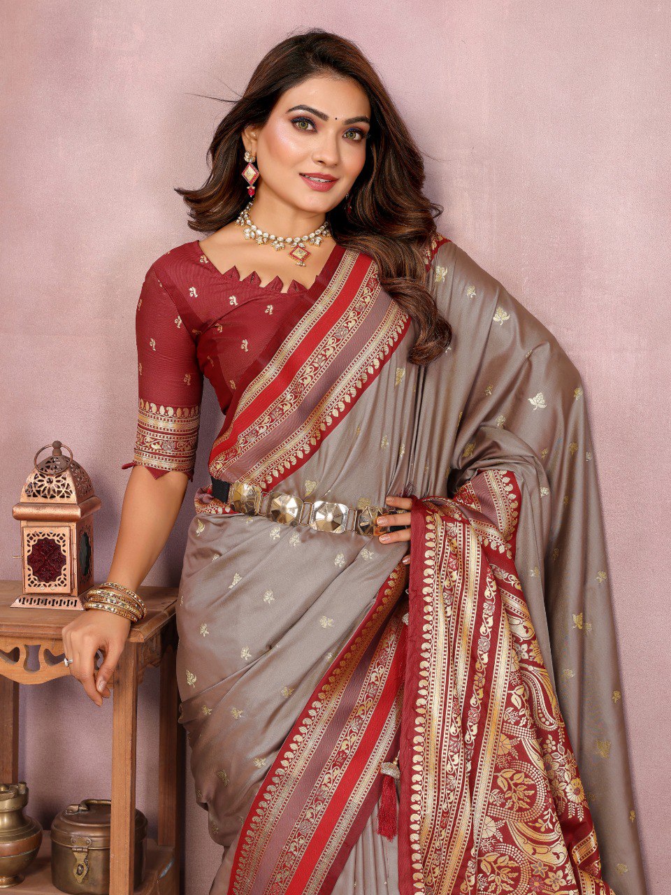Sndar - Pure Handloom Kalamkari Silk Saree with Zari Border & Grand Pallu | Premium Sustainable Fashion