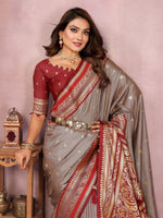 Sndar - Pure Handloom Kalamkari Silk Saree with Zari Border & Grand Pallu | Premium Sustainable Fashion