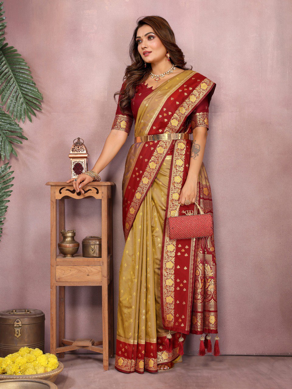 Sarangi - Pure Handloom Kalamkari Silk Saree with Zari Border & Grand Pallu | Sustainable Luxury