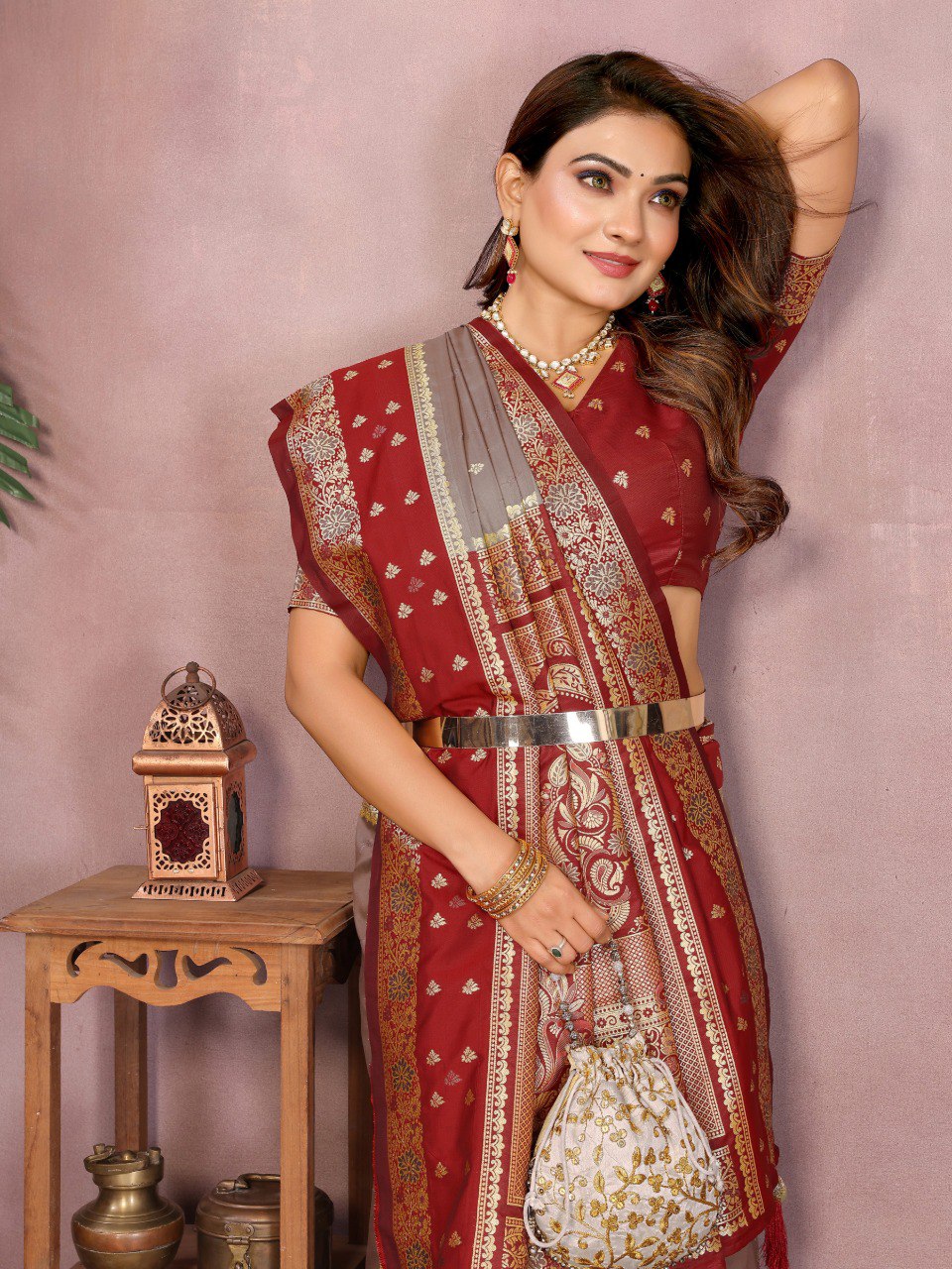 Sarangi - Pure Handloom Kalamkari Silk Saree with Zari Border & Grand Pallu | Sustainable Luxury