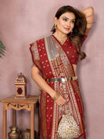 Sarangi - Pure Handloom Kalamkari Silk Saree with Zari Border & Grand Pallu | Sustainable Luxury