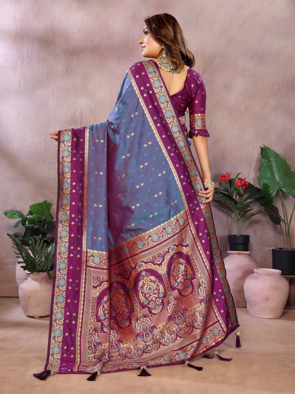 Sarangi - Pure Handloom Kalamkari Silk Saree with Zari Border & Grand Pallu | Sustainable Luxury