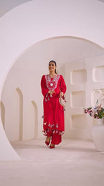 Elegant Reyon Kurti with Palazzo – Thread & Raal Mirror Work with Tassels