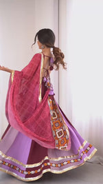 Gamthi Mirror Work Heavy Rayon Lehenga with Tassel Blouse & Digital Print Dupatta