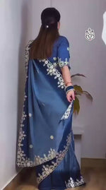Premium Crape Silk Saree with Multi Coding Daga & Gota Embroidery