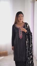 Elegant Chinon Silk 3-Piece Co-ord Set with Thread & Sequin Work