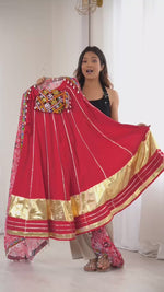Heavy Rayon Lagdi Patta Lehenga with Gamthi & Real Mirror Work Blouse and Digital Print Dupatta | Ready to Wear