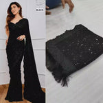 New Launch! Bollywood Blockbuster Georgette Saree with 5MM Heavy Sequin Embroidery & Zalar Pallu