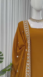 Elegant Foux Georgette Top-Sharara-Dupatta Set with Thread & 9mm Sequence Work