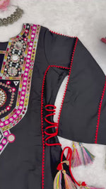 Elegant Reyon Kurti with Palazzo – Thread & Raal Mirror Work with Tassels