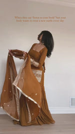 Elegant Foux Georgette Top-Sharara-Dupatta Set with Thread & 9mm Sequence Work