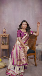 Sndar - Pure Handloom Kalamkari Silk Saree with Zari Border & Grand Pallu | Premium Sustainable Fashion