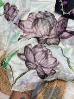 Maskat Pure Soft Tebby Silk Saree with Digital Floral Print & Hand Cutdana-Moti Work image 4