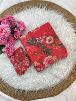 Pure Soft Georgette Saree with Floral Prints & Heavy Hand Khatli + Cutdana Work image 4