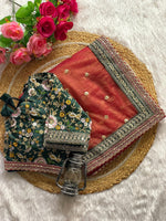 AAROHI Premium Banarasi Crush Saree with Multithread Sequins Butta & Embroidered Blouse image 7