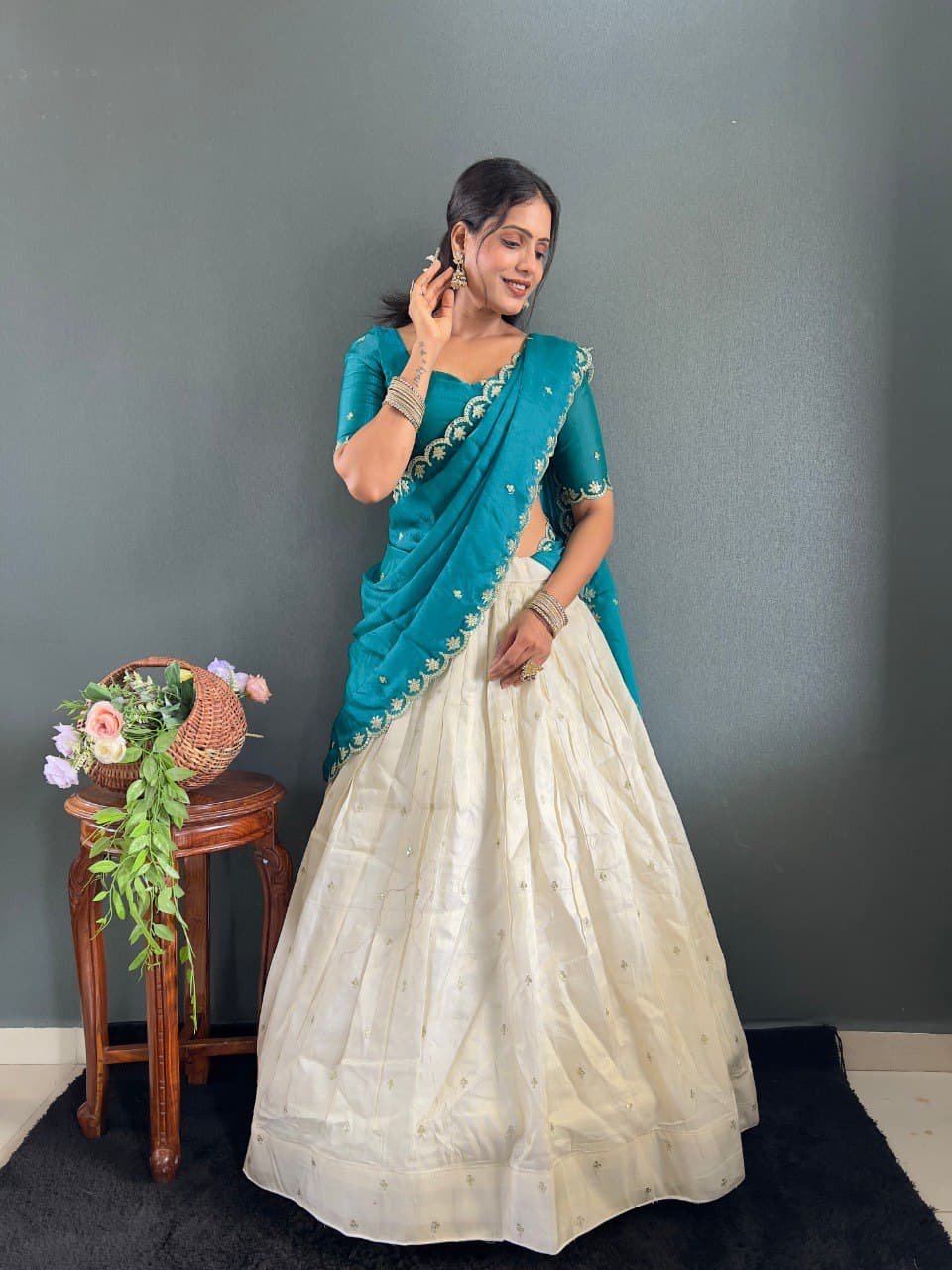 Kalini Designer Lehenga Set | Heavy Embroidery Tissue Silk Lehenga with Fendy Choli & Dupatta image 24