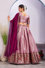 Morni Woven Jacquard Silk Lehenga Set with Embroidered Vichitra Silk Dupatta image 15