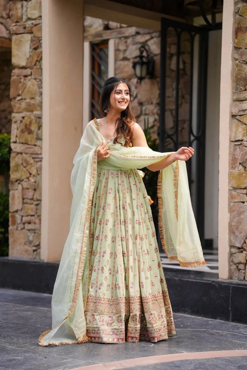Elegant 3-Piece Co-ord Set in Faux Georgette with Sequence Work image 7