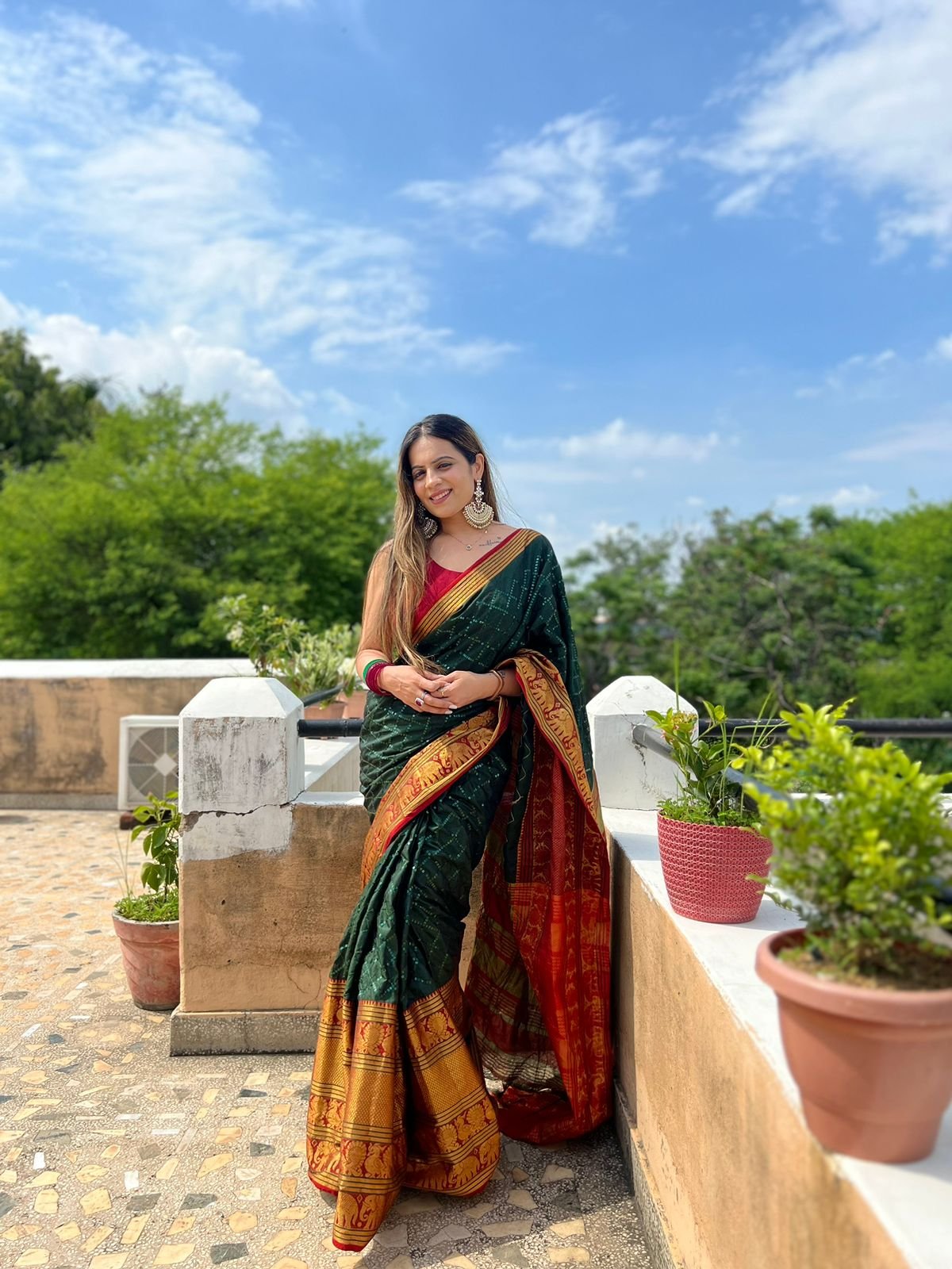 Narayan Pet Cotton Saree with Zari Weaving & Sequence Work image 3