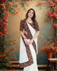 Plain Linen Saree with Digital Print & Matching Blouse