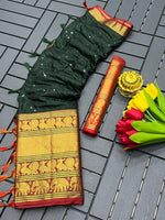 Narayan Pet Cotton Saree with Zari Weaving & Sequence Work image 4