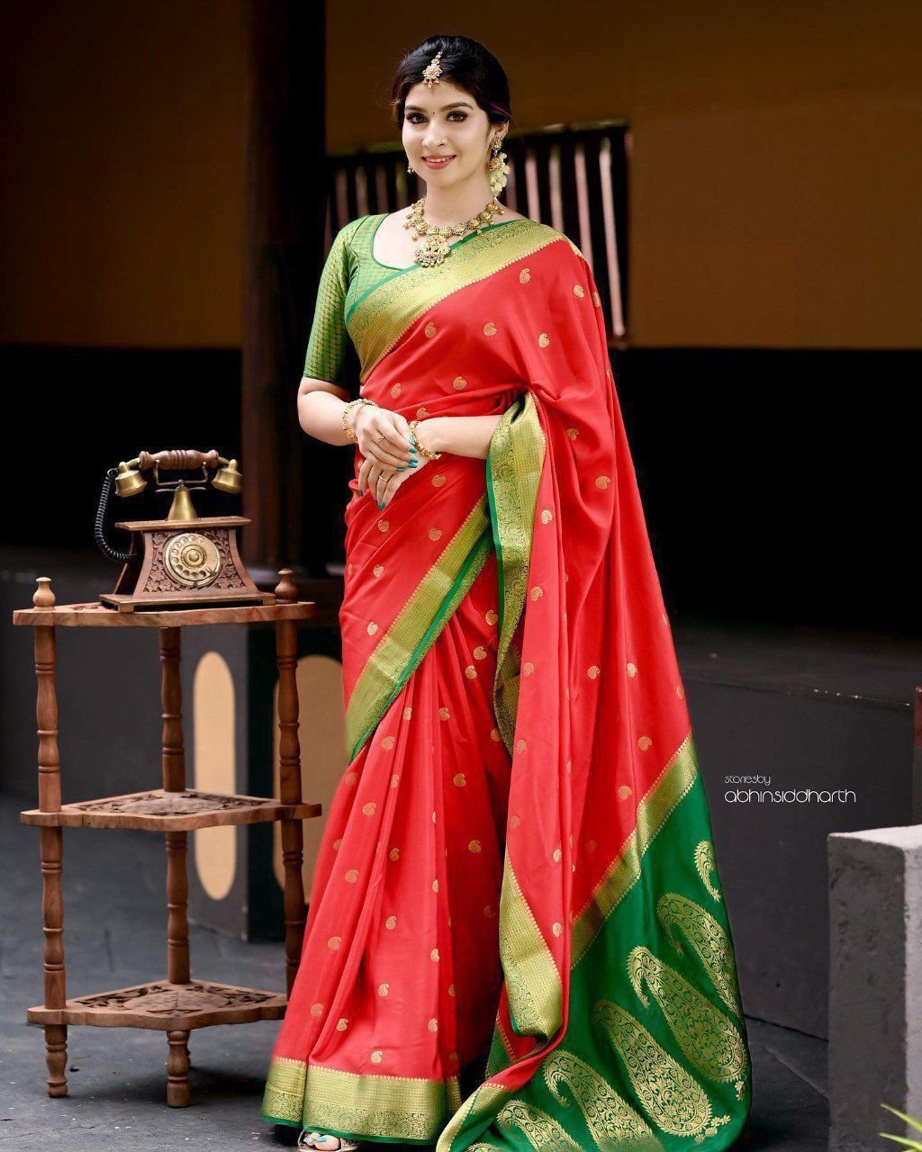 Manali Soft Lichi Silk Saree with Rich Jacquard Pallu & Border | Party & Wedding Wear image 4