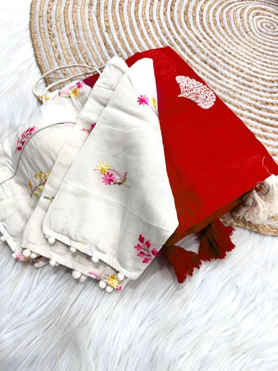Pure Chanderi Cotton Saree with Multi-Thread Work & Heavy Tassels image 3