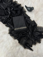 Stunning Pink Satin Space Silk Saree with Original Jarkhan Diamond Work – Perfect for Sangeet & Cocktail Nights image 19