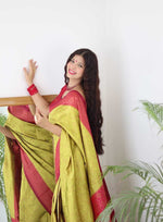 Handwoven Pure Mercerised Soft Silk Saree with Manipuri Pattern Threadwork image 5