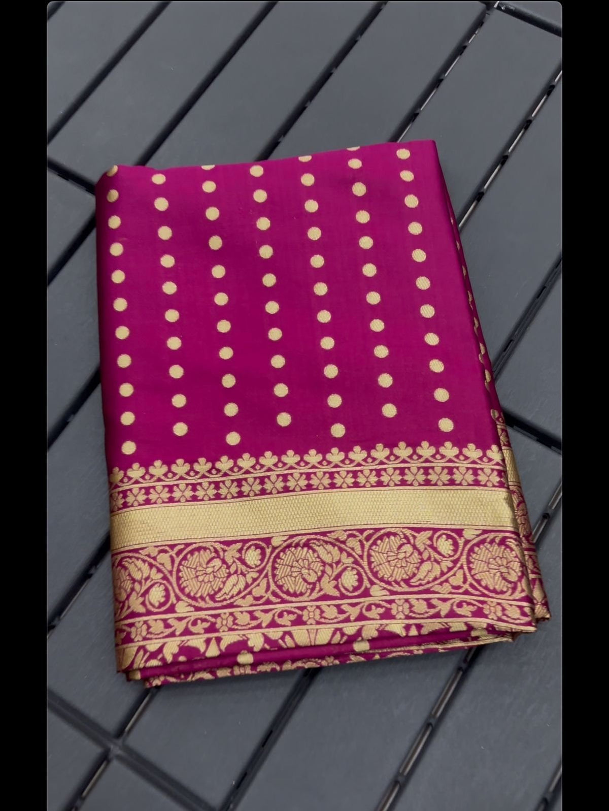 Purple Butti Soft Lichi Silk Saree with Jacquard Work & Contrast Blouse image 4