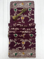 Soft Dolla Viscose Silk Saree with Zari & Meenakari Weaving - Maroon image