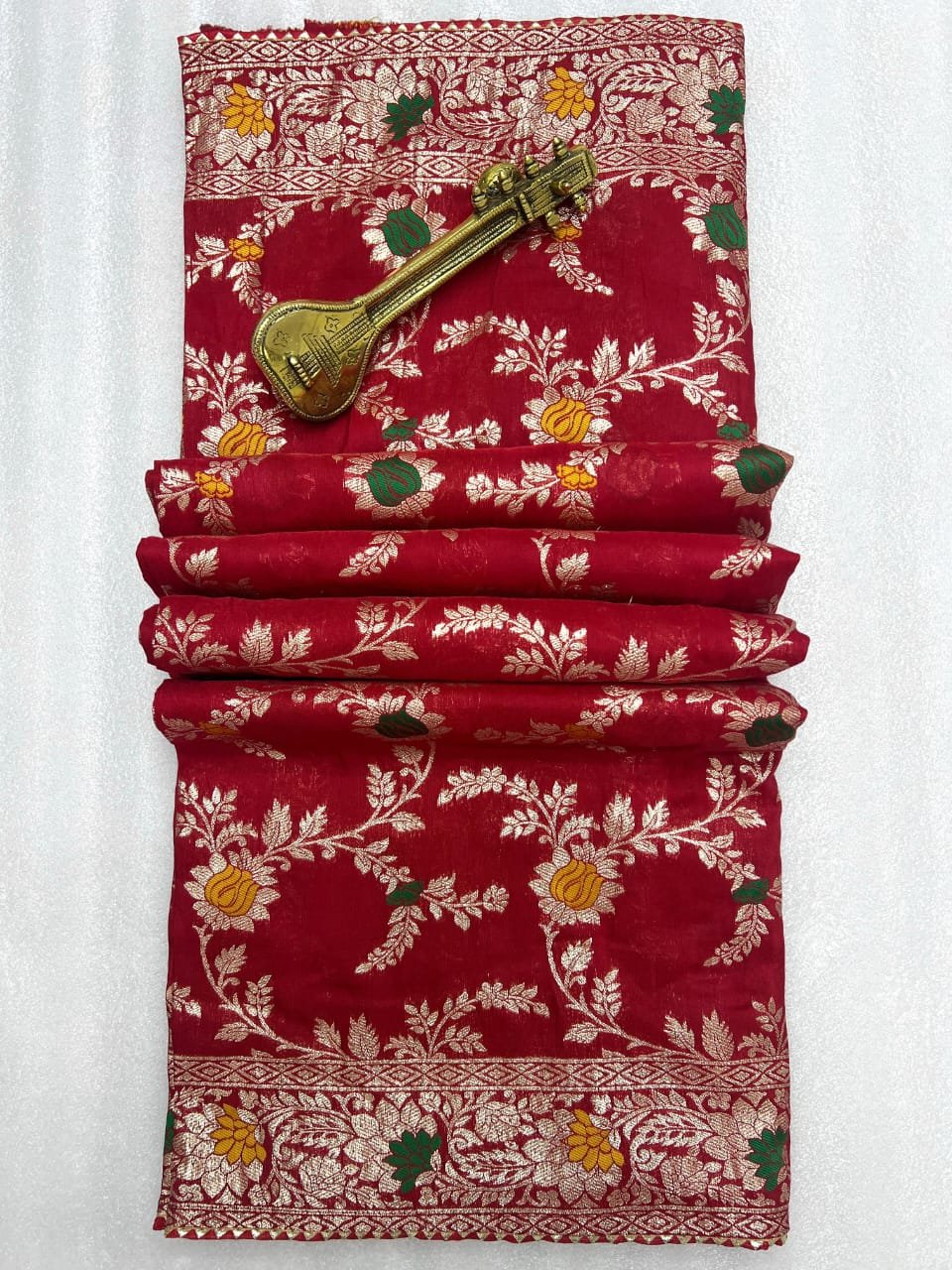 Soft Dolla Viscose Silk Saree with Zari & Meenakari Weaving - Deep Red image