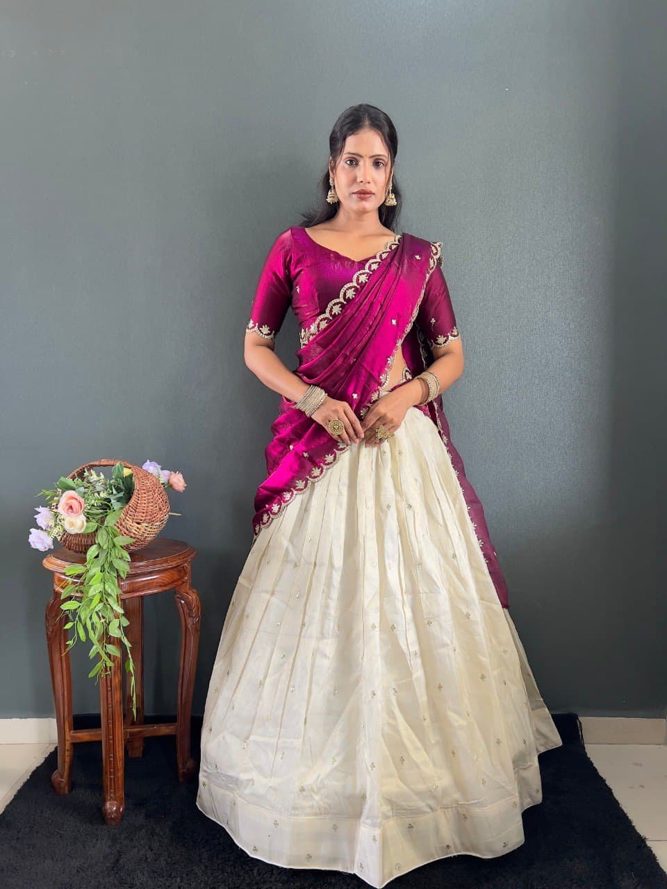 Kalini Designer Lehenga Set | Heavy Embroidery Tissue Silk Lehenga with Fendy Choli & Dupatta image 16